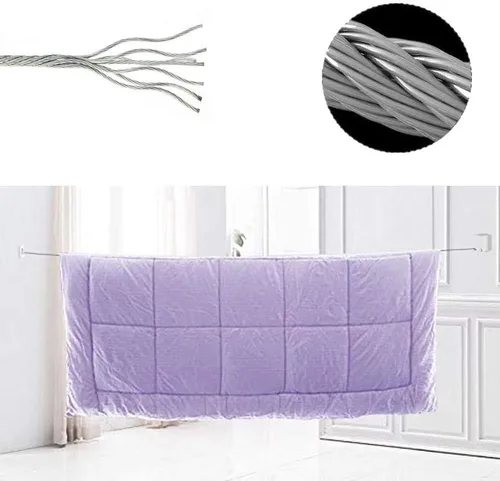 Vista 3 de Youngine Tendedero retráctil para interiores y exteriores, para colgar en la pared, con cuerda de acero de 13.8 pies, colgador de cuerda ajustable