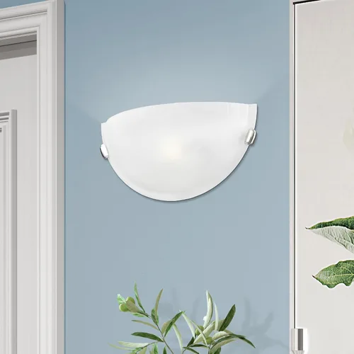 Vista 9 de Livex Lighting 4271-91 Home Basics Lámpara de pared de 1 luz de níquel cepillado con cristal de alabastro blanco Vidrio de alabastro blanco