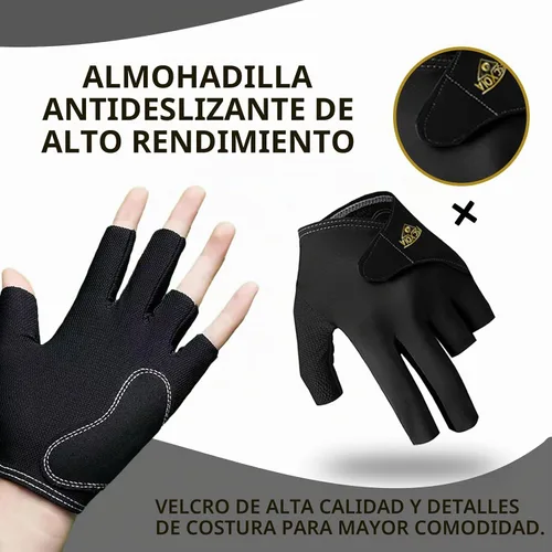 Vista 4 de Guantes de billar transpirables, secado rápido, transpirables, mano izquierda, 5 dedos, doble costura duradera, ajuste envolvente ajustable, guantes