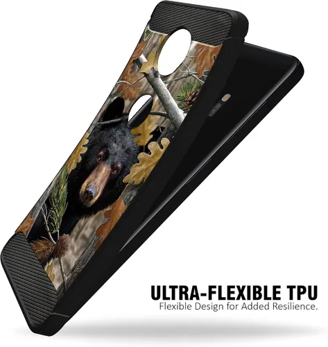 Vista 3 de CasesonDeck Bear - Funda compatible con Motorola Moto G7 Power/Moto G7 Supra, serie Hunters, delgada, sin volumen, textura de fibra de carbono