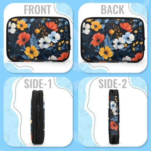 Vista 6 de Flowers Electronics - Funda organizadora de viaje, accesorios tecnológicos, bolsa de almacenamiento de cables para cables, cargador, teléfono, disco