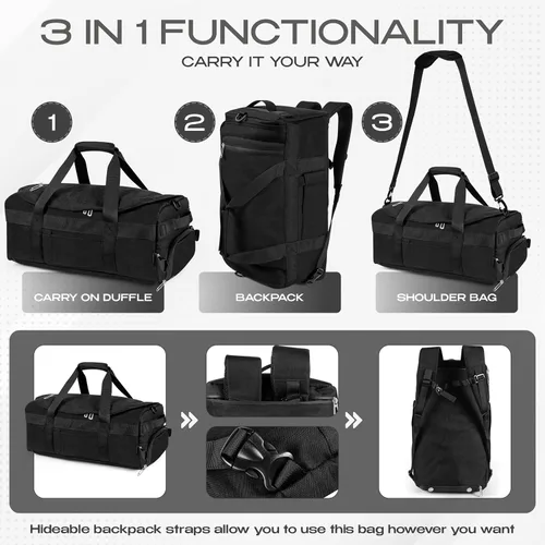 Vista 5 de Mochila táctica 3 en 1 para hombres y mujeres, mochila de viaje con soporte para tazas, compartimento para zapatos y laptop con ventilación