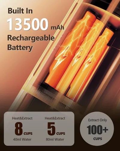 Vista 3 de CONQUECO Máquina de café espresso portátil: 12V eléctrica pequeña máquina de viaje Expresso - Autocalentamiento 8 tazas funciona