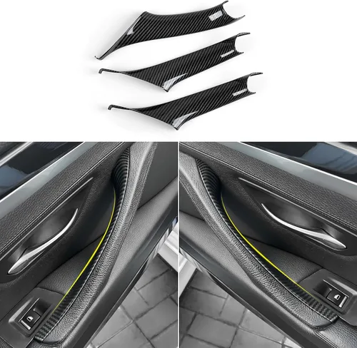 Vista 12 de 2 piezas de calcomanías para rejilla de aire del salpicadero, estilo carbono, de ABS, para ajuste en las rejillas de aire acondicionado, para BMW