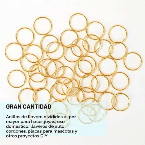 Vista 7 de 200 llaveros divididos a granel para llavero y manualidades (0.989 pulgadas) (dorado)