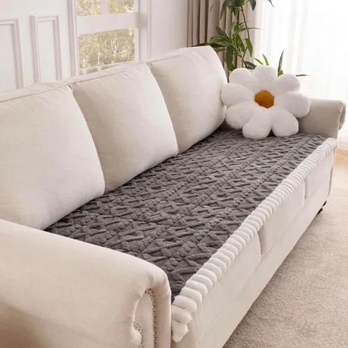 Vista 10 de Funda de sofá para perros, fundas de sofá lavables antideslizantes para sofá de 2 cojines, protector de sofá mullido y tapete de cama para mascotas