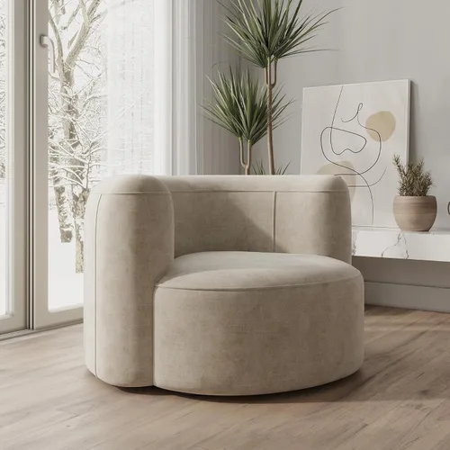 Vista 3 de Acanva - Sofá de terciopelo con respaldo curvo y diseño moderno de lujo, sofá minimalista cómodo para sala de estar, apartamento, espacio