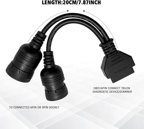 Vista 6 de OBD 6pin 9pin J1708 J1939 Cable para Camión 6+9pin a OBD2 16pin Adaptador Compatible con Scanner de Camión Pesado Cummins Cable OBD a 9 pin J1939