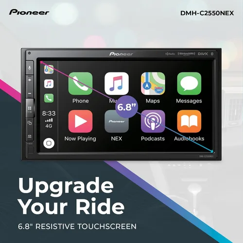 Vista 2 de Pioneer DMH-C2550NEX Pantalla táctil capacitiva de 6.8 pulgadas, chasis modular - Apple CarPlay con cable y Android Auto, Amazon Alexa, Bluetooth