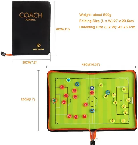 Vista 2 de Tabla táctica magnética para entrenadores de fútbol, portapapeles de entrenamiento de borrado en seco, herramienta de entrenador plegable