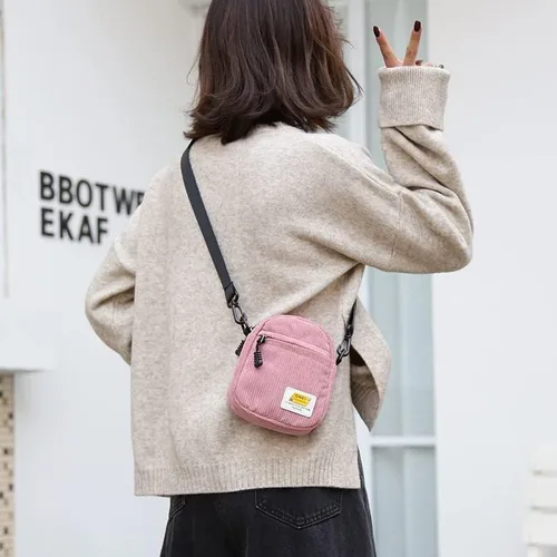 Vista 6 de Bolso bandolera pequeño de pana para hombre, bolso cruzado para mujer, bolso cruzado estético