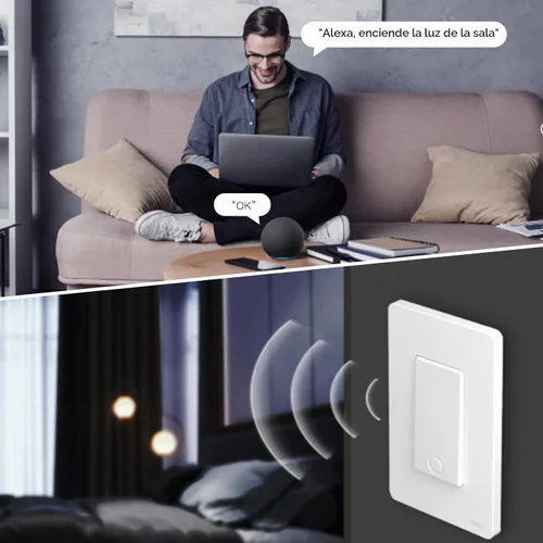 Vista 5 de MOES Interruptor inteligente Zigbee de 1 banda, no requiere cable neutro, interruptores de luz inteligentes de un solo polo, compatible con Alexa