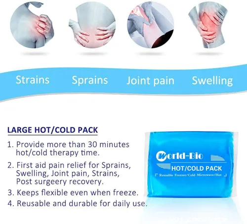 Vista 3 de Bolsas de hielo de gel grandes para lesiones, compresas reutilizables para aliviar el dolor, rehabilitación, paquete de gel de hielo cómodo, terapia