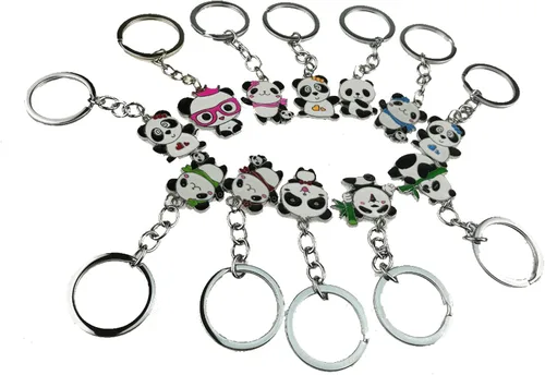 Vista 2 de Conjunto de 12Cute Mini Cartoon metal China National Treasure Panda Themed Llavero Colgante para Kid juguete Ornamento recuerdos