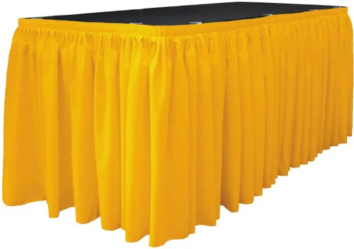 Vista 24 de LA Linen Falda de mesa de popelina de poliéster para mesas rectangulares, tela plisada para banquetes de boda, 14 pies por 29 pulgadas de largo