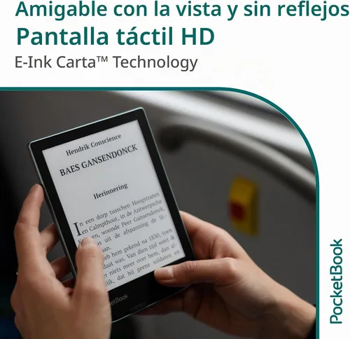 Vista 3 de PocketBook Verse E-Readers Pantalla táctil HD E-Ink Carta™ de 6 pulgadas amigable con los ojos Luz inteligente ajustable Hasta 1 mes