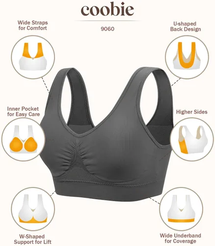 Vista 21 de Coobie Brasier sin costuras de cobertura completa para mujer con acolchado extraíble para mayor comodidad