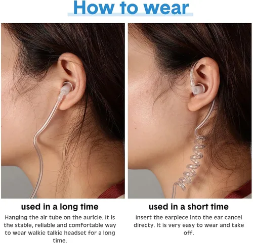 Vista 2 de SAMCOM - Auricular transparente para walkie talkie con tubo de aire transparente Manos Libres Cómoda Vigilancia Oído Pieza Con Micrófono Micrófono