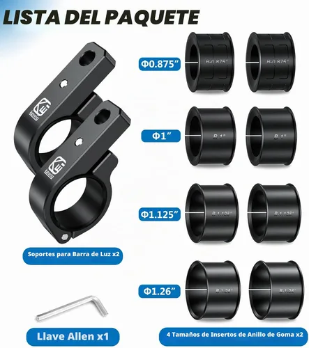 Vista 8 de VAZESWIN 2 piezas de soportes de barra de luz, soportes de montaje de luz LED de aleación de aluminio, abrazaderas de barra de rodillo resistentes