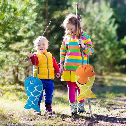Vista 6 de Weewooday Little Fisherman - Mochila con cordón para fiesta de pesca, suministros de fiesta para niños y niñas, bolsa de regalo para acampar
