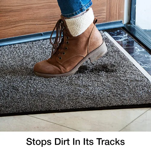 Vista 4 de Eurow Trek N' Clean - Tapete de tracción de microfibra suave y afelpada, súper absorbente, de secado rápido, tapete antideslizante para entrada Gris