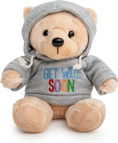 Vista 8 de Oso de peluche Ganz Get Well Gray Hoodie, Encouragement Card, 9 Inch Comfort Plush, Feel Better Gift for Kids, Teens, Women & Men, Hospital Stay
