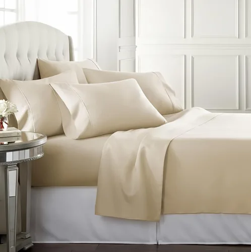 Vista 19 de Danjor Linens - Juego de sábanas tamaño completo para adolescentes, sábanas premium de hotel con 4 fundas de almohada, microfibra cepillada ligera