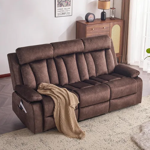 Vista 14 de Sofá reclinable de terciopelo, sofá biplaza reclinable doble con calor y masaje, sofá reclinable de pared con USB y tipo C, sofá reclinable