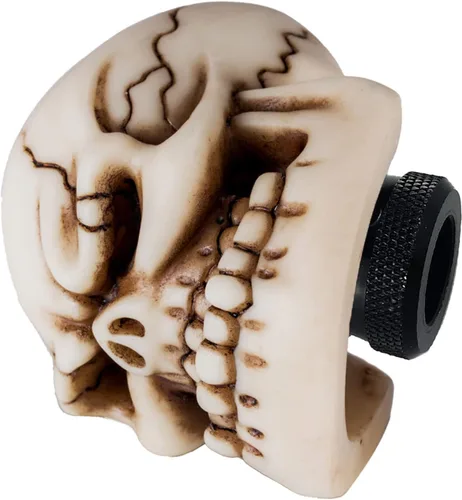 Vista 5 de Pomo de cambios con forma de calavera para palanca de cambios de coche, color beige, ajuste universal para la mayoría de las transmisiones manuales