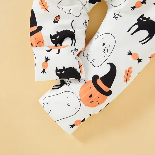 Vista 6 de Trajes de Halloween para bebés niños y niñas, divertido mameluco con letras y pantalones de calabaza fantasma, ropa de Halloween