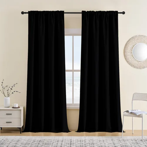 Vista 24 de CUCRAF Cortinas opacas cortas para oscurecer la habitación, paneles de cortina para ventana, bolsillo para cortinero, cortinas sólidas