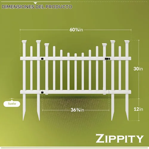 Vista 5 de Zippity Washington Picket Gate, kit de vinilo blanco sin excavación Puerta de Washington