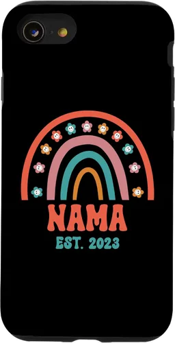 Vista 8 de iPhone 12 mini Retro Nama Groovy Grandma Est. 2023 Rainbow Boho Style Case