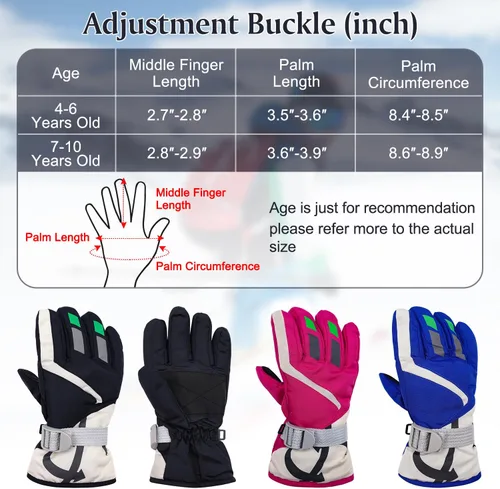 Vista 7 de HADEEONG Guantes de invierno para niños, impermeables, guantes de nieve para niños y niñas, guantes cálidos para deportes al aire libre, snowboard