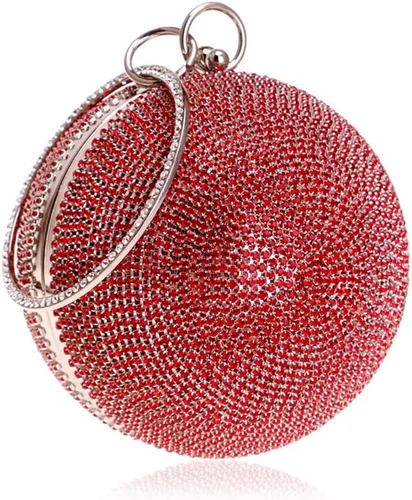 Vista 10 de Bolso de mano con forma de bola, bolso de fiesta, bolso de noche con mango de anillo de diamantes