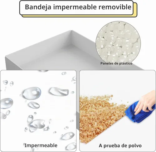 Vista 6 de Oneluck Jaula para Cobayas, Hábitat Interior con Fondo de Plástico Impermeable, Corral para Mascotas Pequeñas como Conejos, Tortugas, Hámsteres