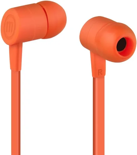 Vista 2 de Maxell 2 auriculares sólidos con micrófono integrado, color rojo rubor