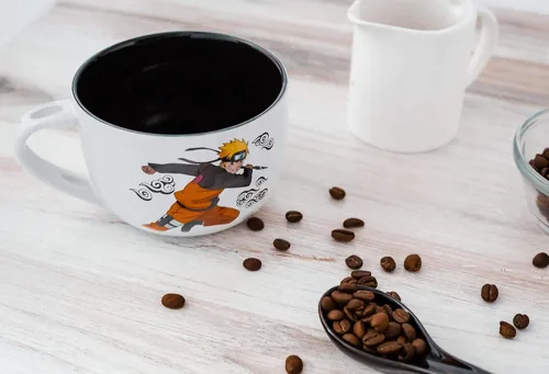 Vista 5 de Naruto - Taza de sopa de cerámica de anime con cuchara, impresionante taza de café y té de 20 onzas para bebidas calientes y frías para el hogar