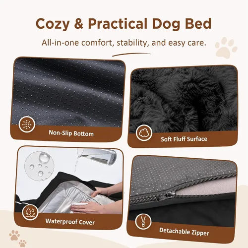 Vista 4 de Comfort Expression - Cama ortopédica para perros medianos, 28 x 19 pulgadas, cama impermeable y de apoyo de espuma con cojines removibles, sofá