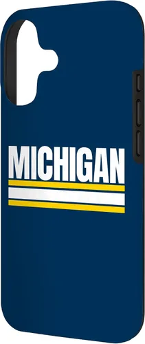 Vista 2 de Michigan - Carcasa para iPhone 17, diseño tradicional de líneas de rayas amarillas/blancas