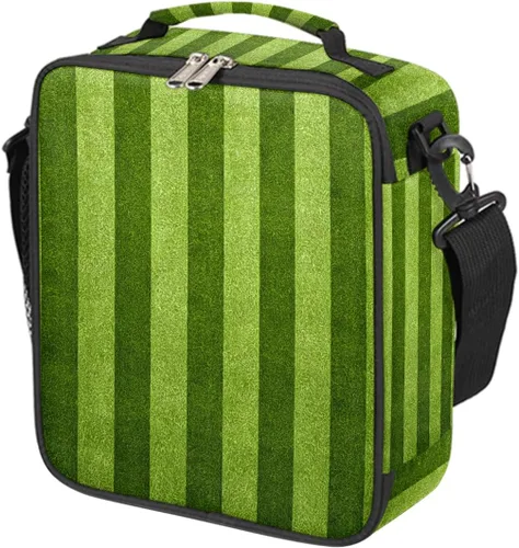 Vista 24 de Pardick Divertida bolsa de almuerzo aislada con calavera de fuego para adolescentes y niños, lonchera portátil reutilizable con correa