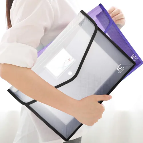 Vista 6 de Carpeta expandible de plástico, paquete de 6 carpetas expandibles, varios colores Carpetas transparentes para documentos con cierre a presión