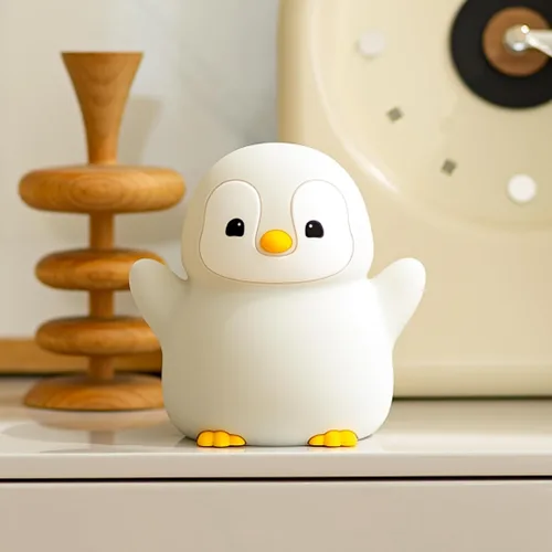 Vista 9 de ATSUI Luz Nocturna de Pingüino, Lámpara Nocturna de Animal Novelosa y Esponjosa LED, Silicona de Grado Alimentario, Atenuable en 2 Niveles, Luz