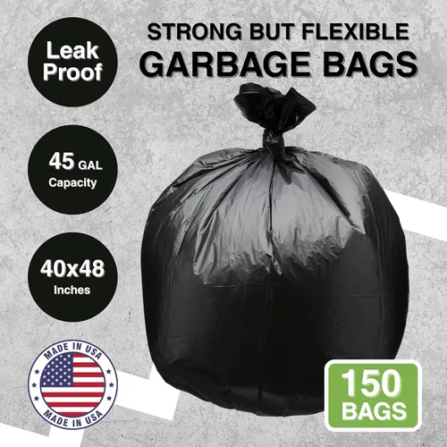 Vista 3 de Top Knot Bags Bolsa de basura de 45 galones, 40 x 48 pulgadas, color negro, 150 unidades para latas de 40 galones, 41 galones, 42 galones, 44