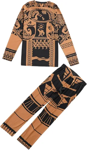 Vista 5 de Disfraz tea Moana Maui para hombres y niños tela de camisetapantalones de Halloween disfraz para la familia