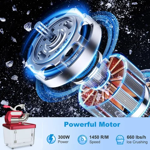Vista 3 de COSTWAY Trituradora de hielo eléctrica, máquina de cono de nieve de 660 libras/h con cuchillas dobles, máquina de hielo afeitado aprobada por ETL