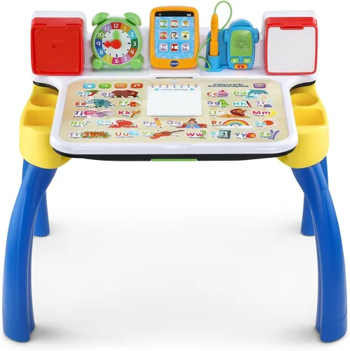 Vista 12 de VTech Escritorio de actividades Deluxe para explorar y escribir (embalaje sin frustraciones), Azul