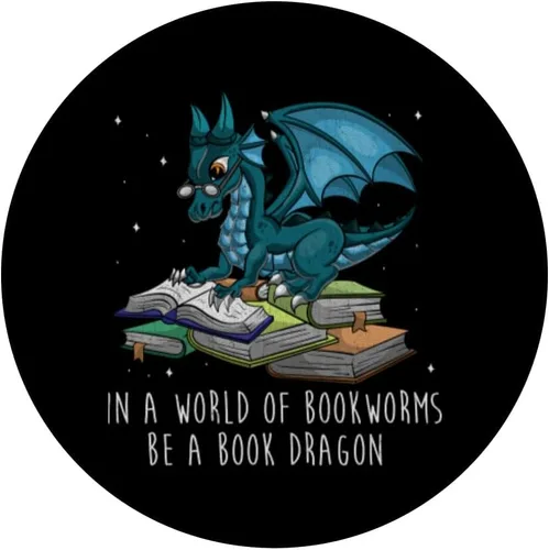 Vista 3 de In A World Full Of Bookworms Be A Book Dragon PopSockets Grip y soporte para teléfonos y tabletas