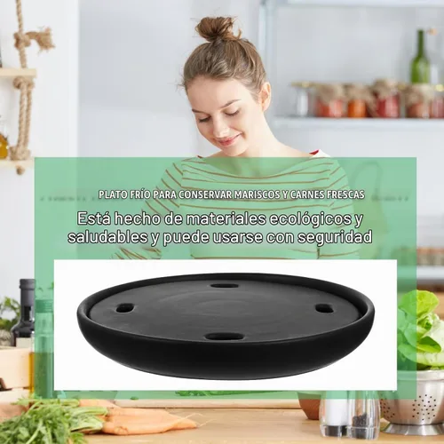 Vista 7 de Cabilock Dry Ice - Plato de sushi de 10 pulgadas redondo japonés para servir sashimi Geta, bandeja de plástico para servir alimentos secos para uso