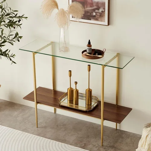 Vista 33 de LumFurn Mesa auxiliar redonda de cristal, mesa de sofá de diseño moderno de mediados de siglo para sala de estar, 18 pulgadas de diámetro x 23